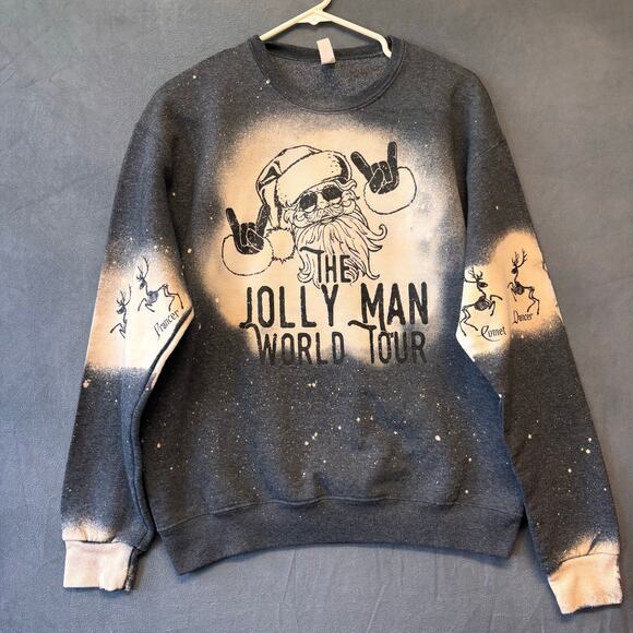 Jerzees Jolly Man Tour Sweatshirt Super Sweats Crewneck Acid Bleached Comfy Cozy - Picture 1 of 11